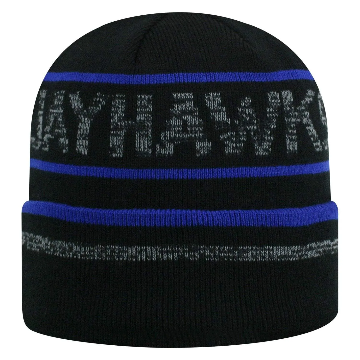 Kansas Jayhawks TOW Black Striped "Effect" Style Cuffed Knit Beanie Cap