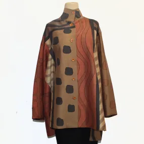 Kay Chapman Shirt, Issey, Patchwork, Rust/Copper/Tan, XL