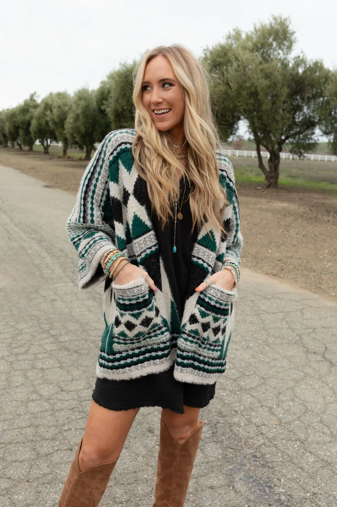 Keep It Up Oversized Cardigan - Green