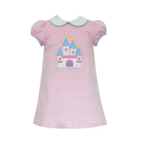 Knit Stripe Dress with Applique Castle