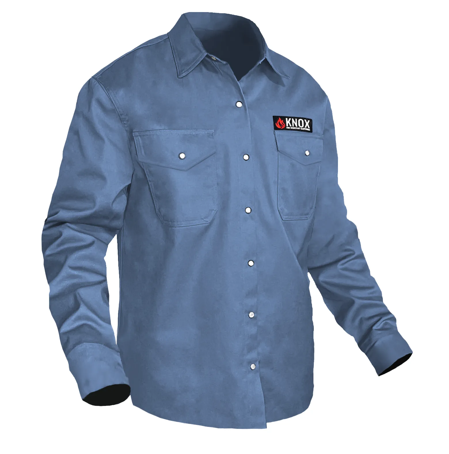 Knox FR Shirt Blue With Pearl Snap Buttons