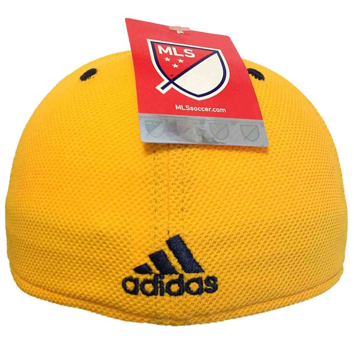 LA Galaxy MLS Adidas Yellow & White Fitmax '70 Structured Flexfit Hat Cap (S/M)