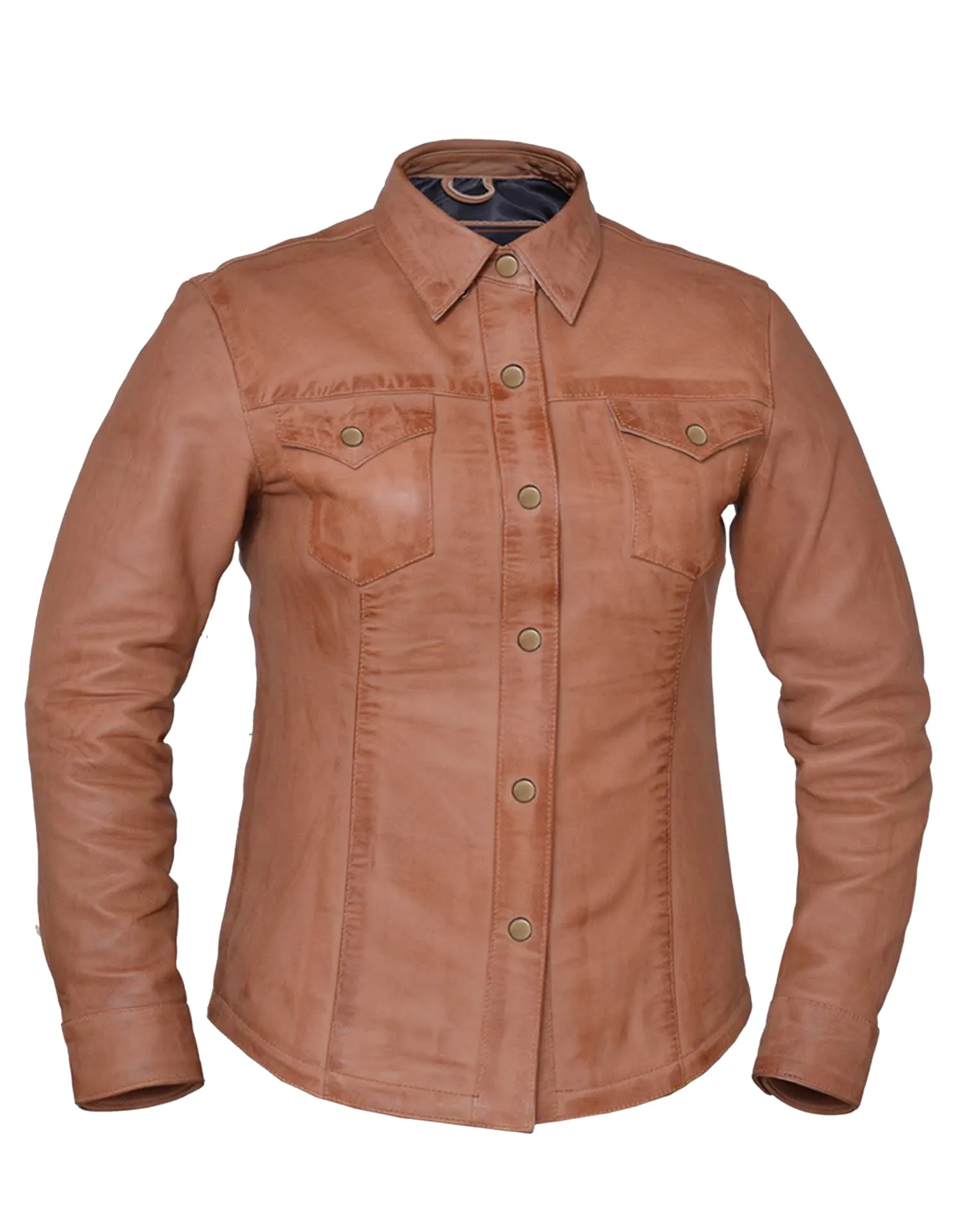 Ladies Premium Lightweight Leather Motorcycle Shirt