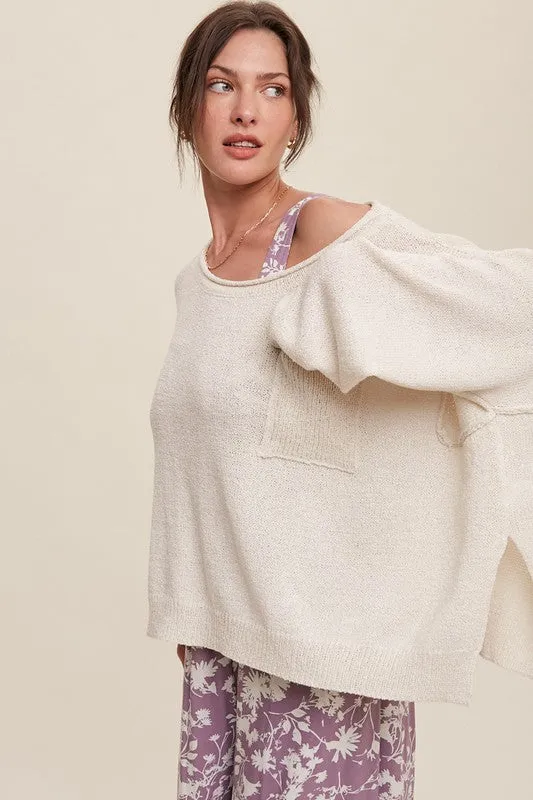 Light Weight Wide Neck Crop Pullover Knit Sweater // 3 Colors