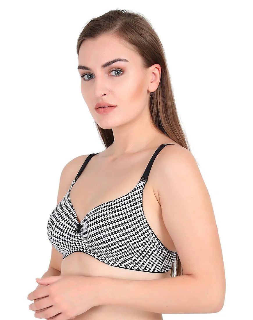 Lightly Padded Non Wired 3/4th Coverage T-Shirt Bra- Black