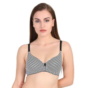 Lightly Padded Non Wired 3/4th Coverage T-Shirt Bra- Black