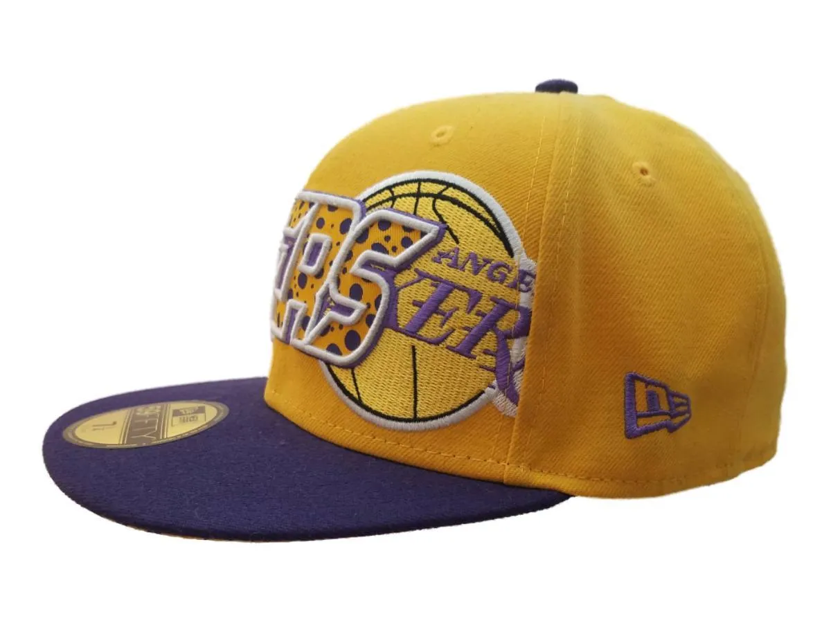 Los Angeles Lakers New Era Yellow 59FIFTY Structured Flat Bill Hat Cap (7 1/4)