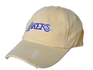 Los Angeles Lakers Retro Brand Light Yellow Worn Vintage Flexfit Hat Cap