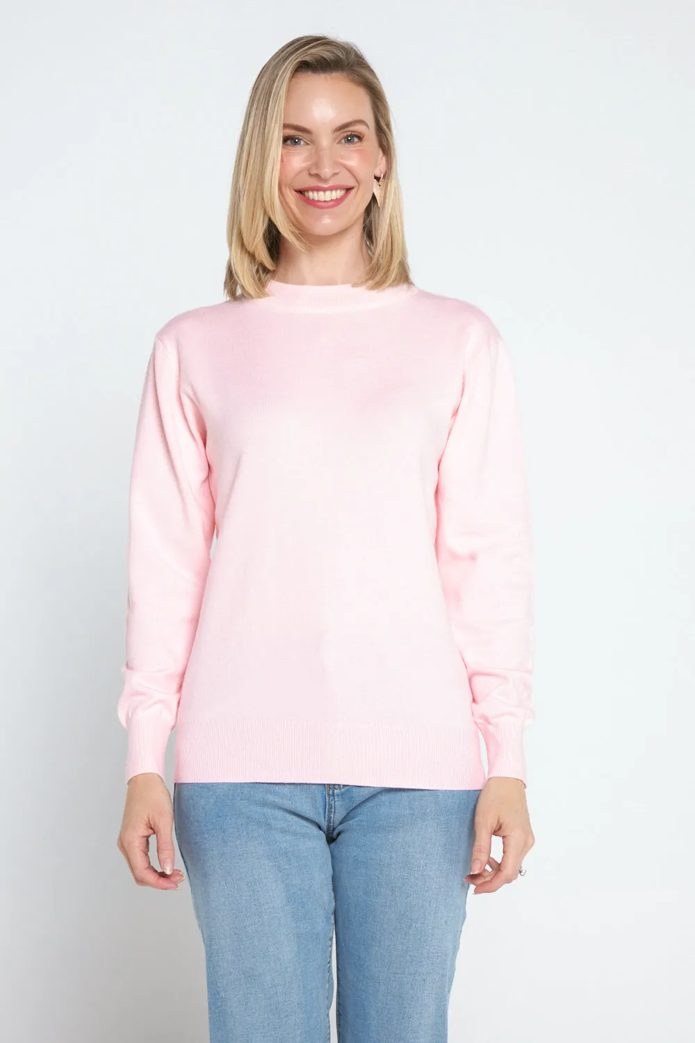 Marie Fine Knit Crew - Light Pink