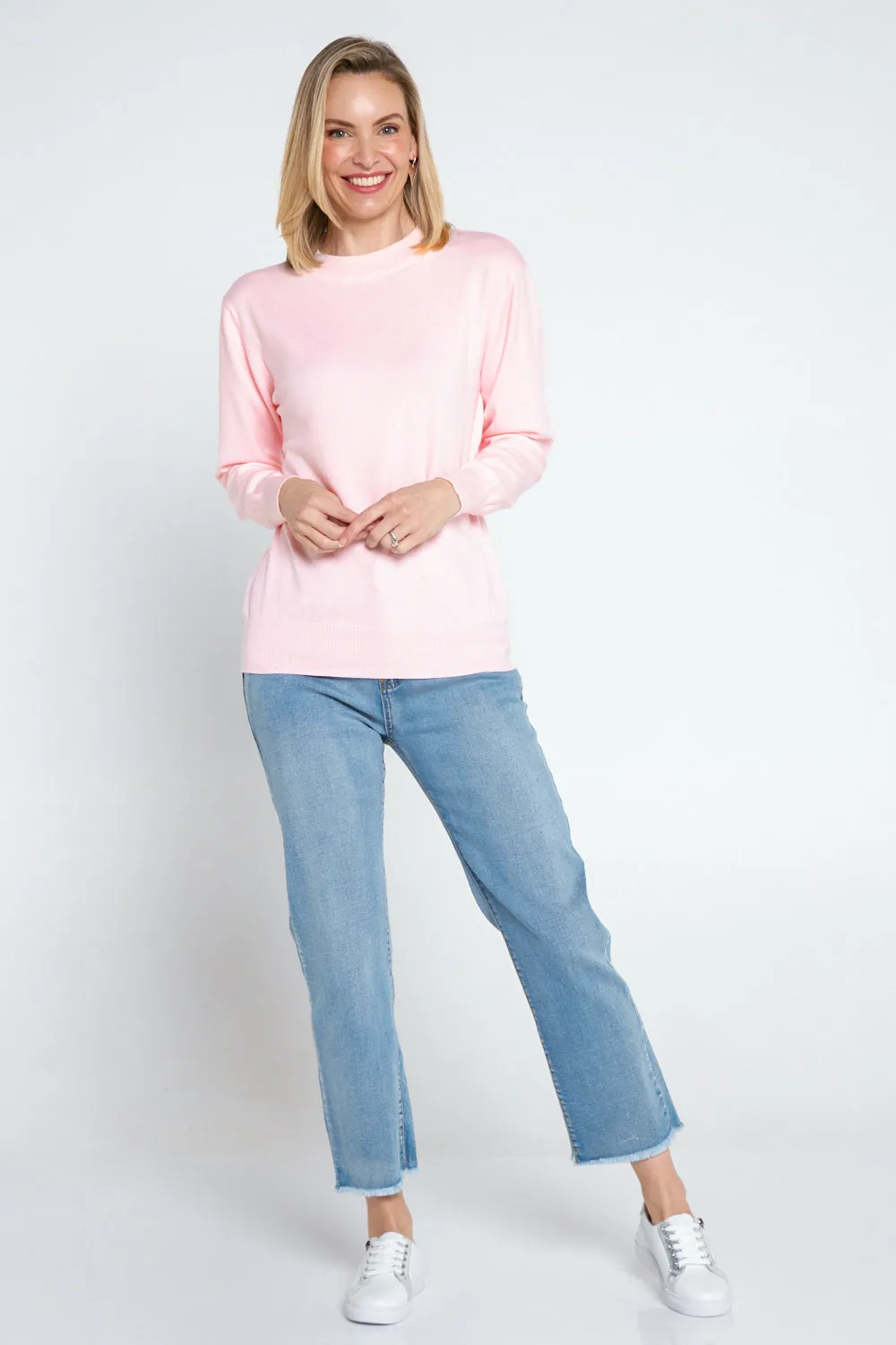 Marie Fine Knit Crew - Light Pink