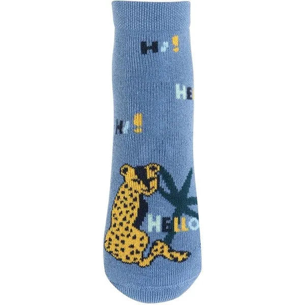 MELTON Leopard Anti-Slip Socks Denim Blue