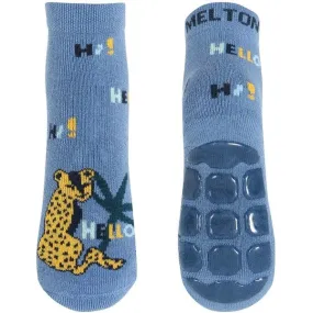 MELTON Leopard Anti-Slip Socks Denim Blue