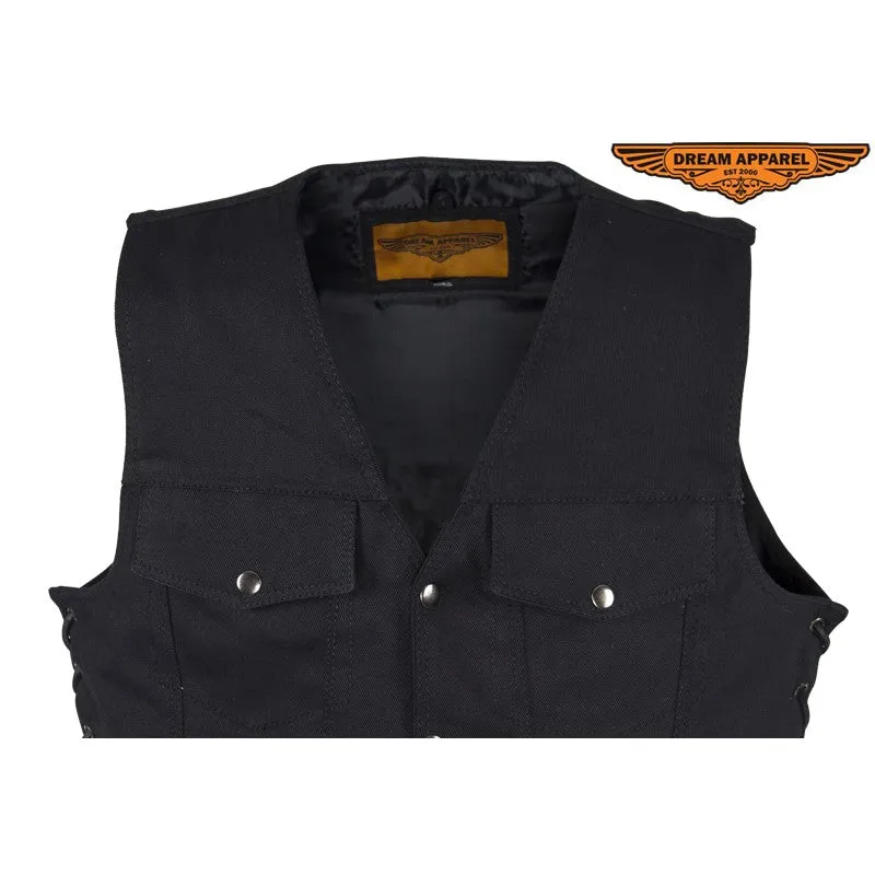 Men’s Black Denim Motorcycle Club Vest