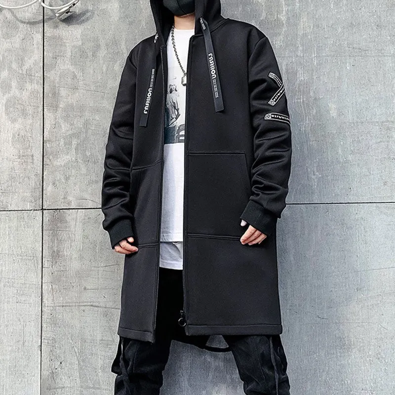 Men's Winter Large Long Jacket Business Overcoat Printed Mid-length Trench Coat