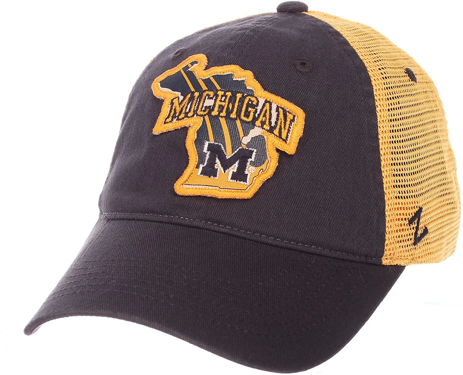 Michigan Wolverines Zephyr "Freeway" Navy w/ Yellow Mesh Adj. Slouch Hat Cap