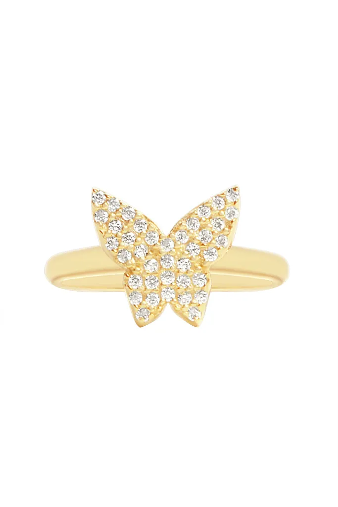 Mini Pavé Butterfly 925 Ring