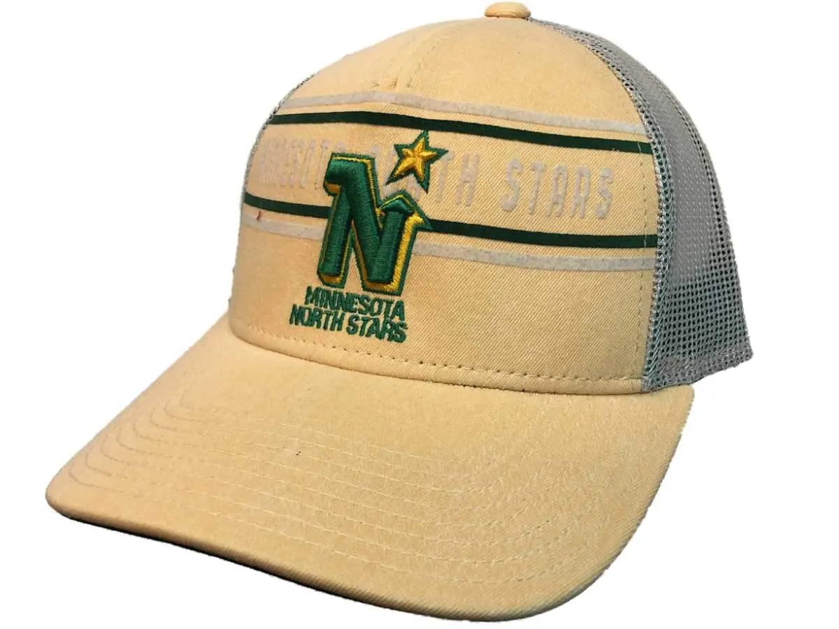 Minnesota North Stars Adidas Yellow CCM Vintage Mesh Structured Snapback Hat Cap