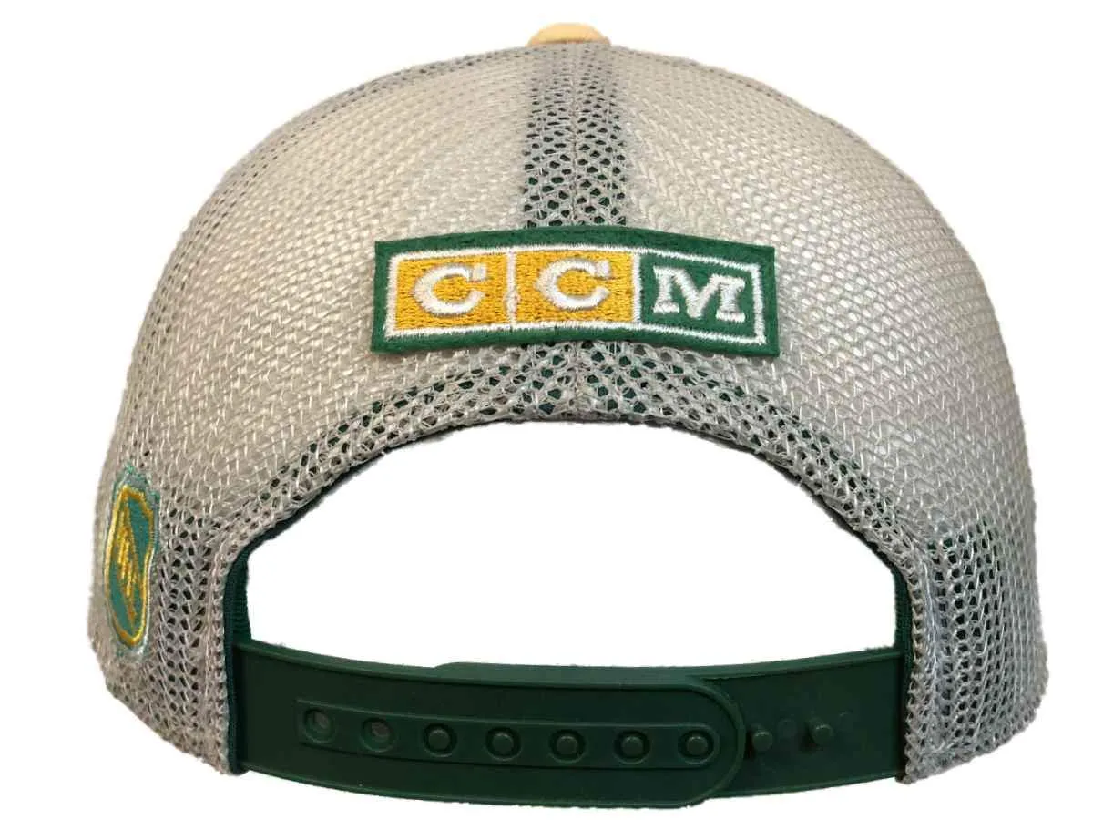 Minnesota North Stars Adidas Yellow CCM Vintage Mesh Structured Snapback Hat Cap