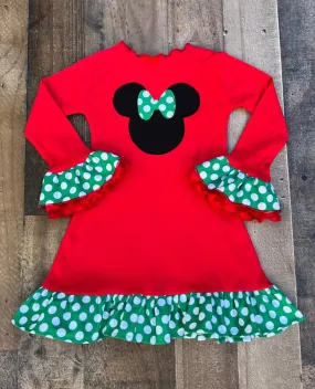 Minnie Mouse Holiday Long Sleeved Dress