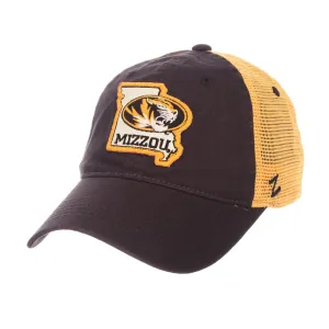 Missouri Tigers Zephyr "Freeway" Black w/ Yellow Mesh Adj. Slouch Hat Cap