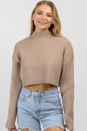 MOCHA MOCKNECK LONGSLEEVE CROP SWEATER *BACK IN STOCK*