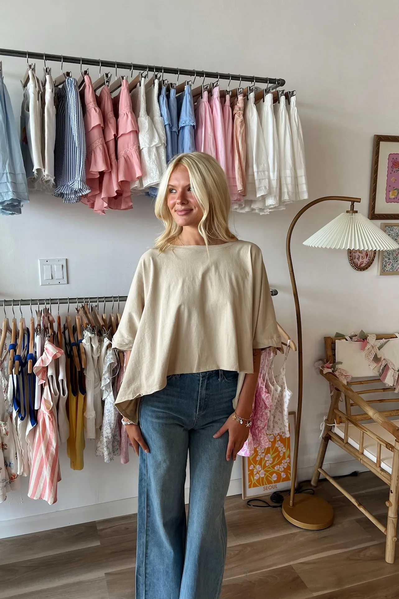 Molly Oversized Top in Tan