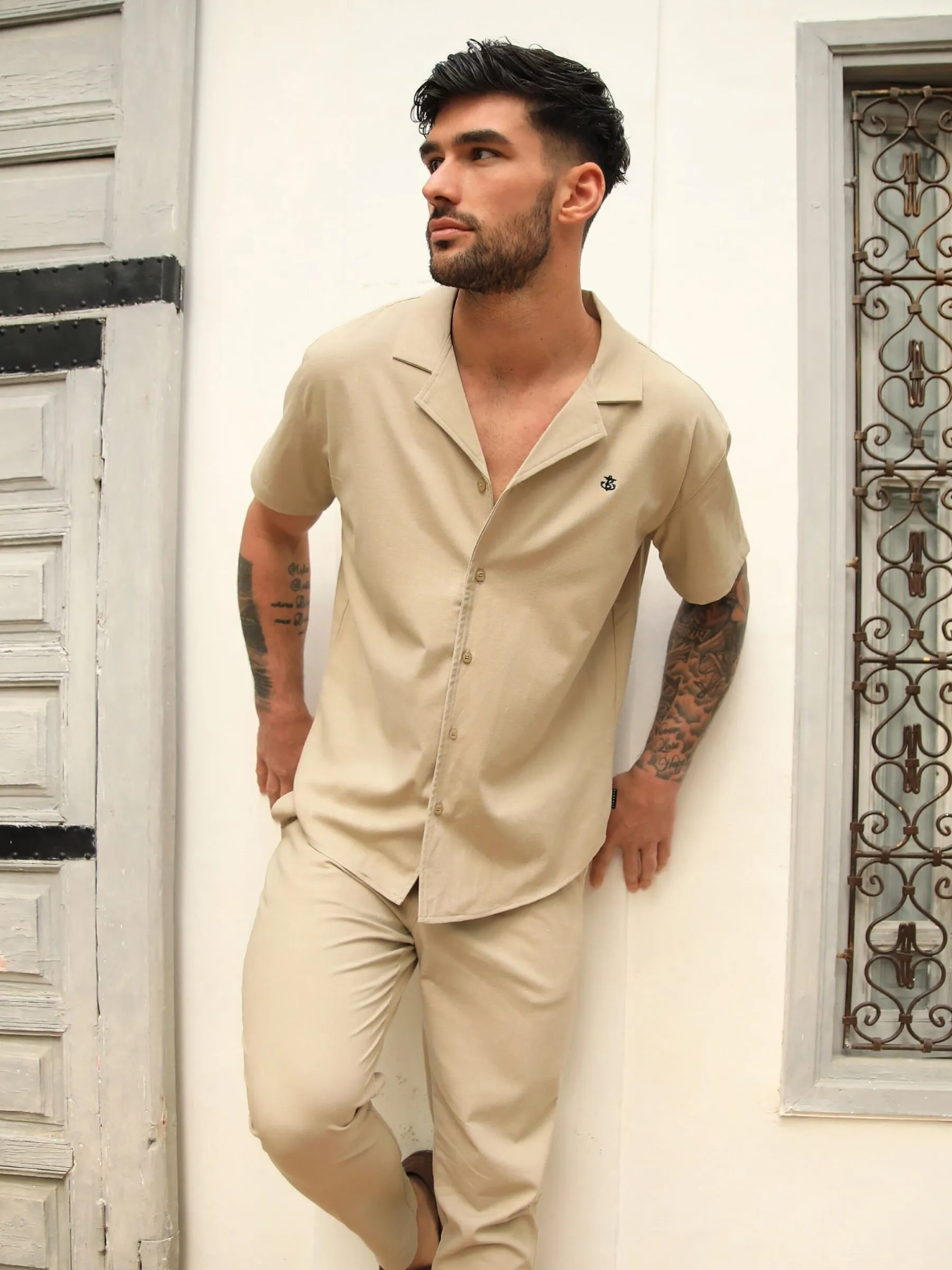 Nador Open Collared Shirt - Tan