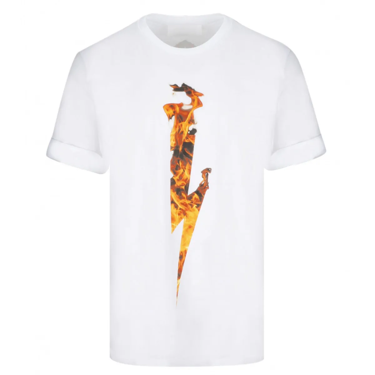 Neil Barrett White Flame Thunderbolt T-shirt