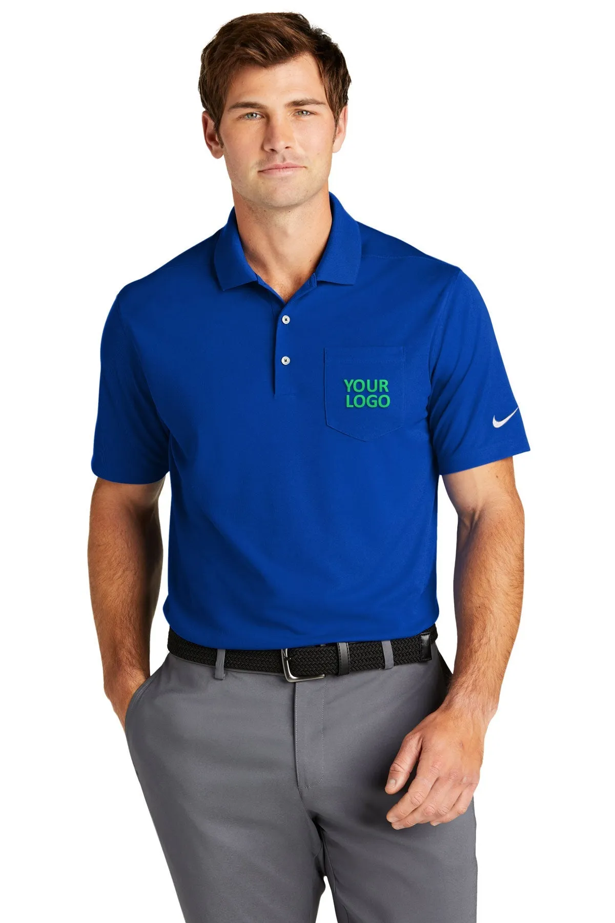 Nike Dri-FIT Micro Pique Custom Pocket Polos, Game Royal