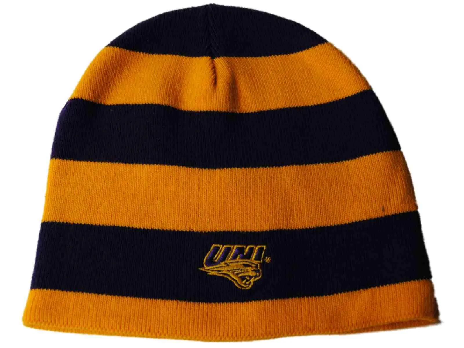 Northern Iowa Panthers The Game Purple Yellow Striped Reversible Beanie Hat Cap