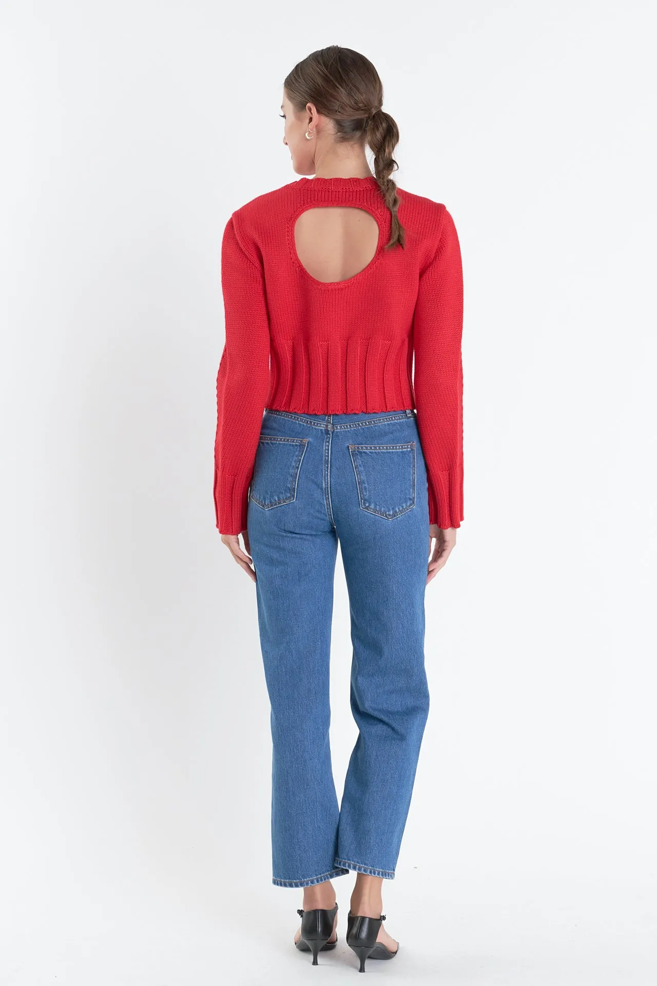 Open Back Cropped Sweater