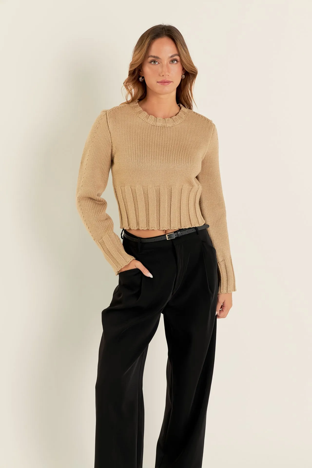 Open Back Cropped Sweater