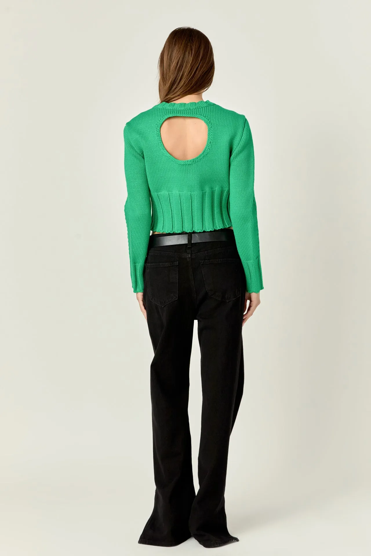 Open Back Cropped Sweater