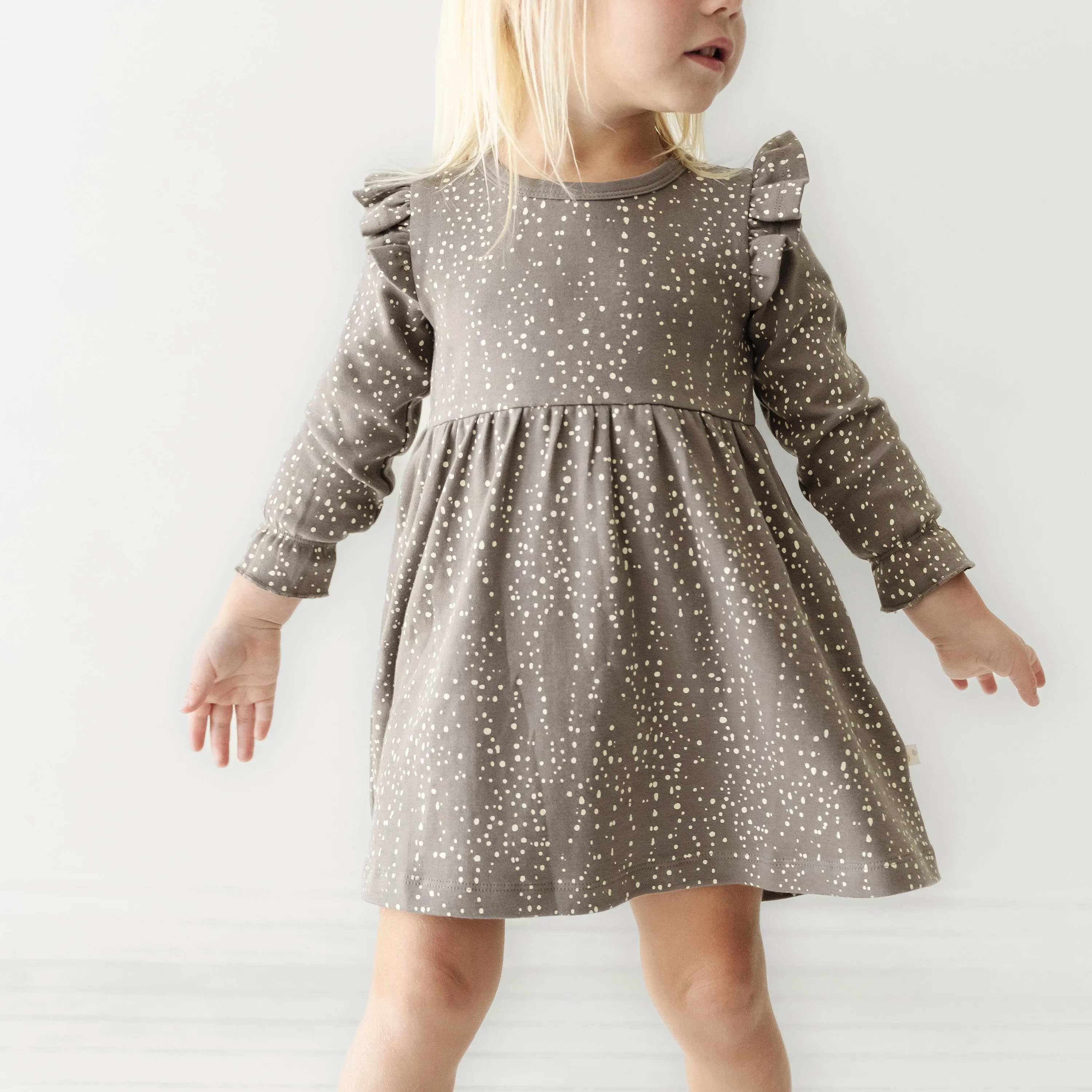 Organic Girls Ruffle Dress - Speckle