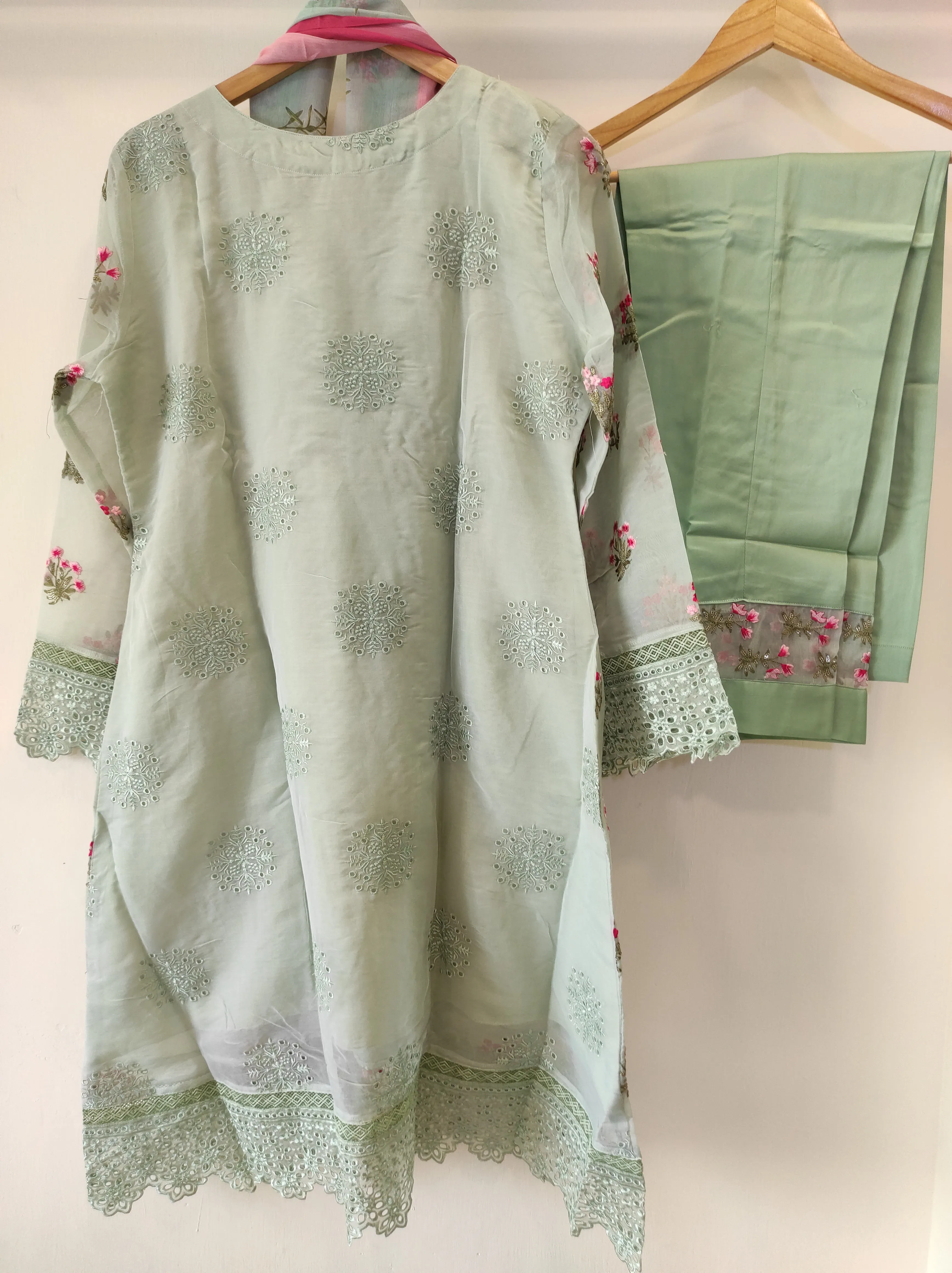 Organza Jacket Suits - Pista Green