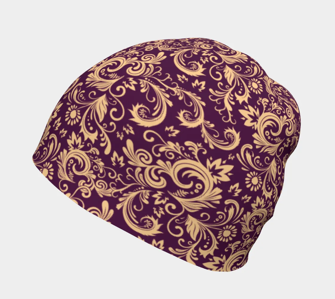 Oriental Floral Pattern - Amethyst | Beanie | Mandalazed