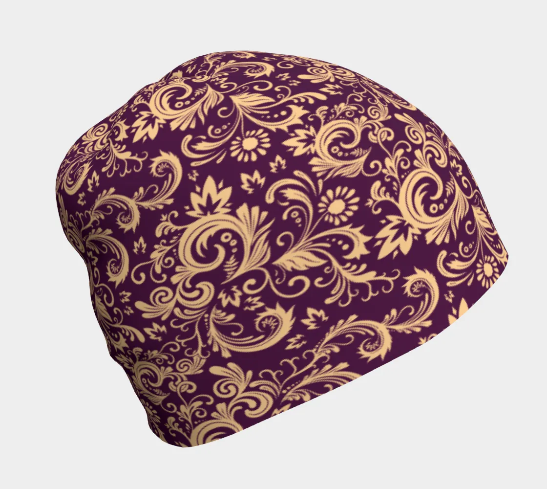 Oriental Floral Pattern - Amethyst | Beanie | Mandalazed