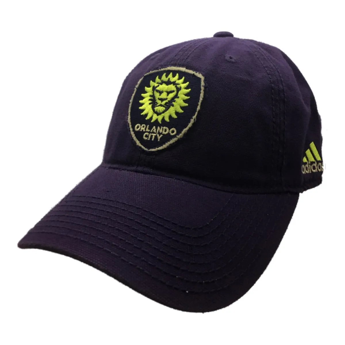 Orlando City SC Adidas Purple Neon Logo Relaxed Slouch Adj Strapback Hat Cap