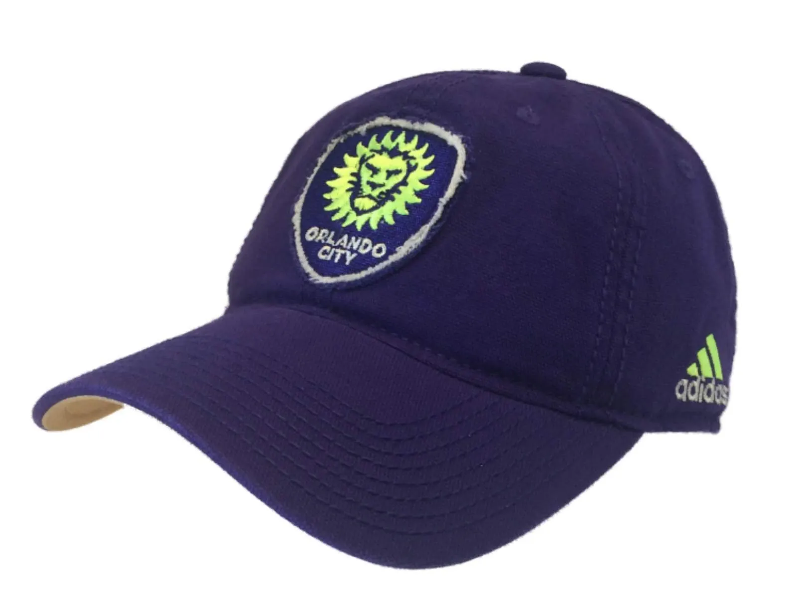 Orlando City SC Adidas Purple Neon Yellow Adjustable Strapback Slouch Hat Cap