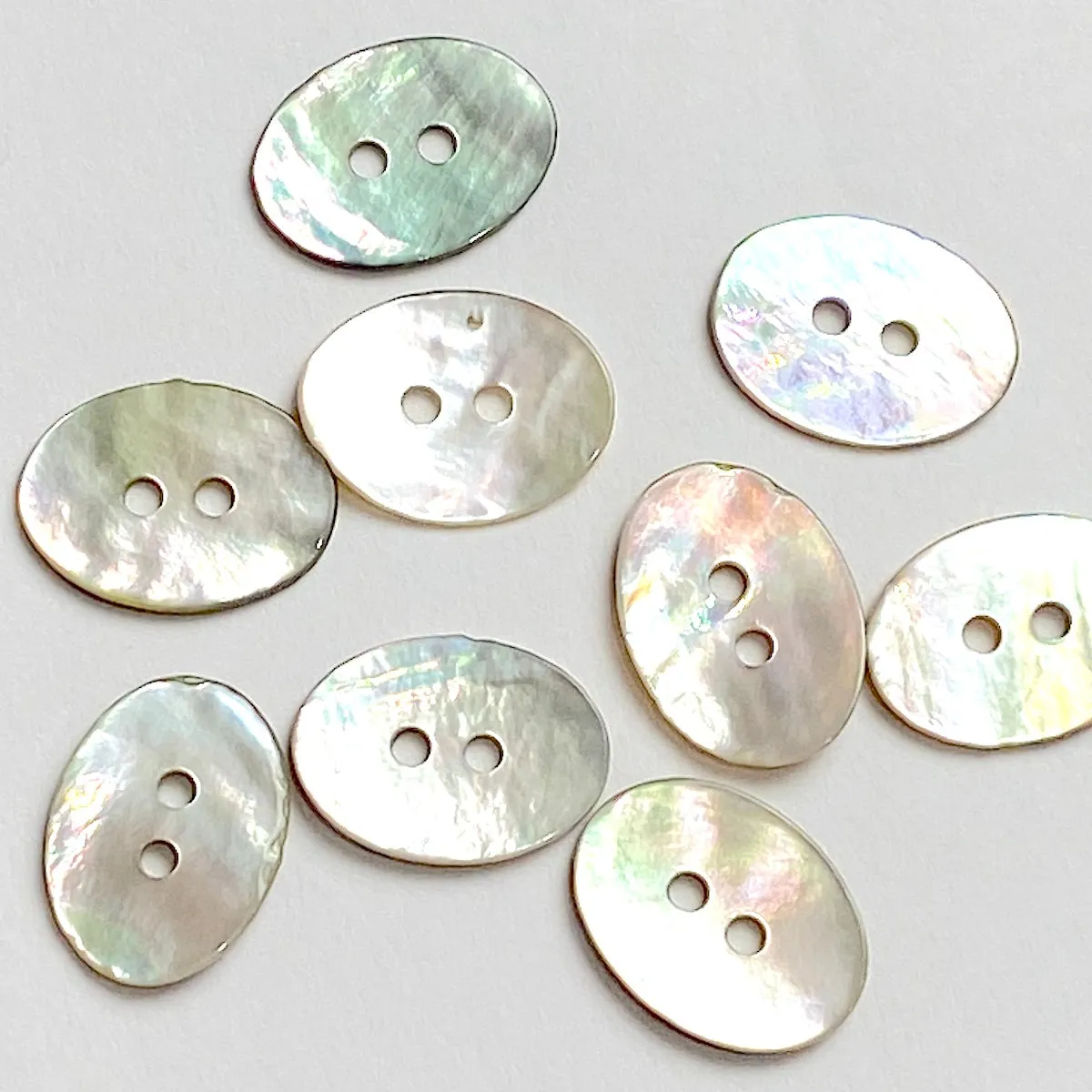 Oval Moonrise Mother of Pearl 1/2" x 3/8" Iridescent Button 13mm,  Pack of 12, #KB-806