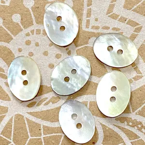 Oval Moonrise Mother of Pearl 1/2" x 3/8" Iridescent Button 13mm,  Pack of 12, #KB-806