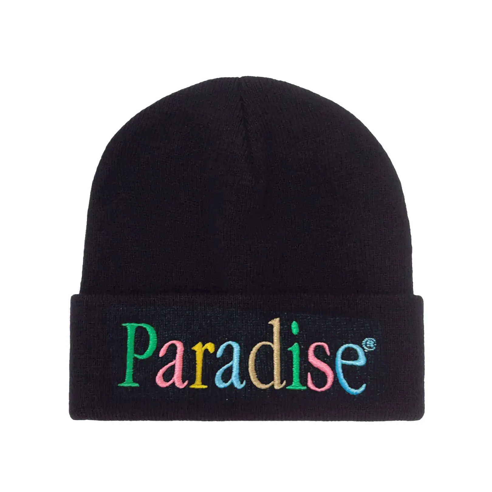 Paradise NYC Colors Logo Cuff Beanie Black