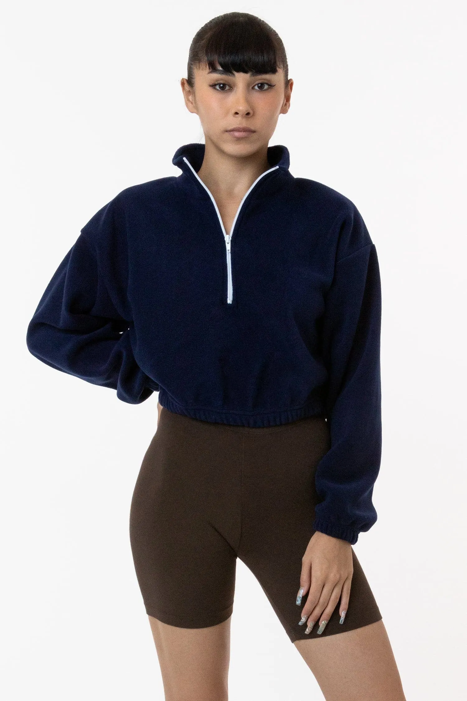 PF306 - Cropped Polar Fleece Half Zip Pullover