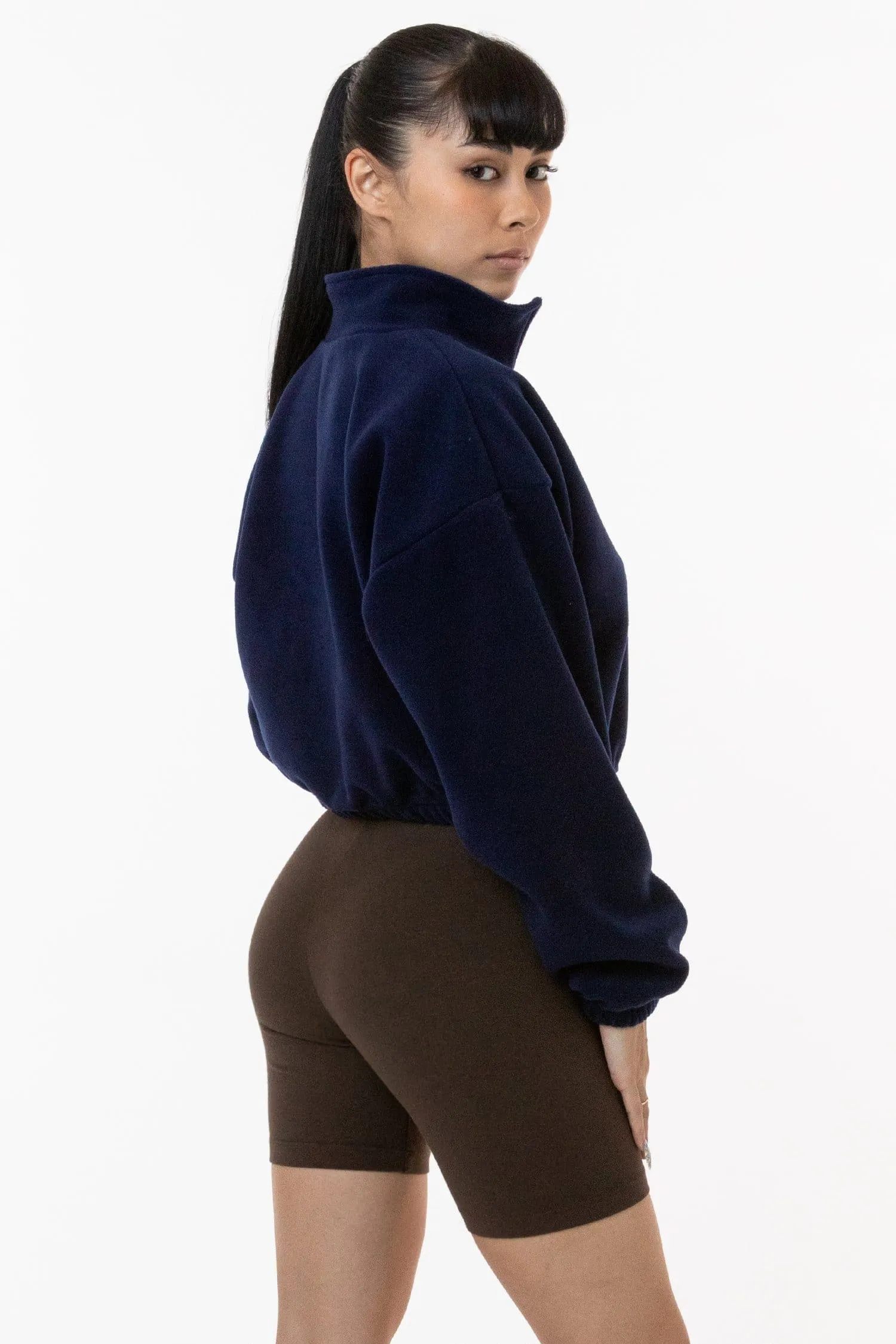 PF306 - Cropped Polar Fleece Half Zip Pullover