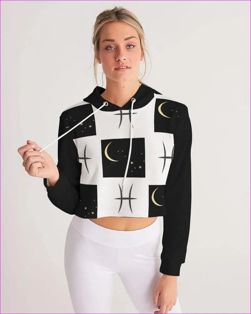 Pisces Moon Womens Cropped Hoodie