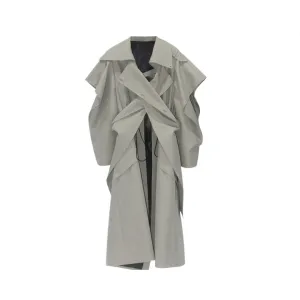 Pre Order:  Irregular Loose Drawstring Waist Cinched Trench Coat