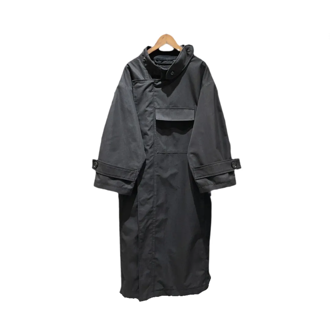 Pre Order: Stand Collar Long Sleeved Straight Tube Trench Coat