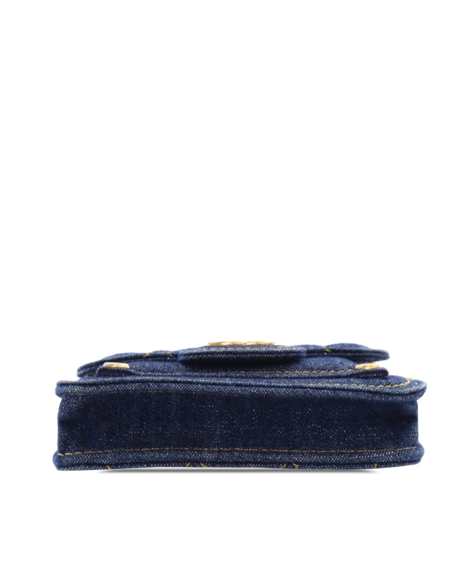 Quilted Denim Card Holder with Chain Strap