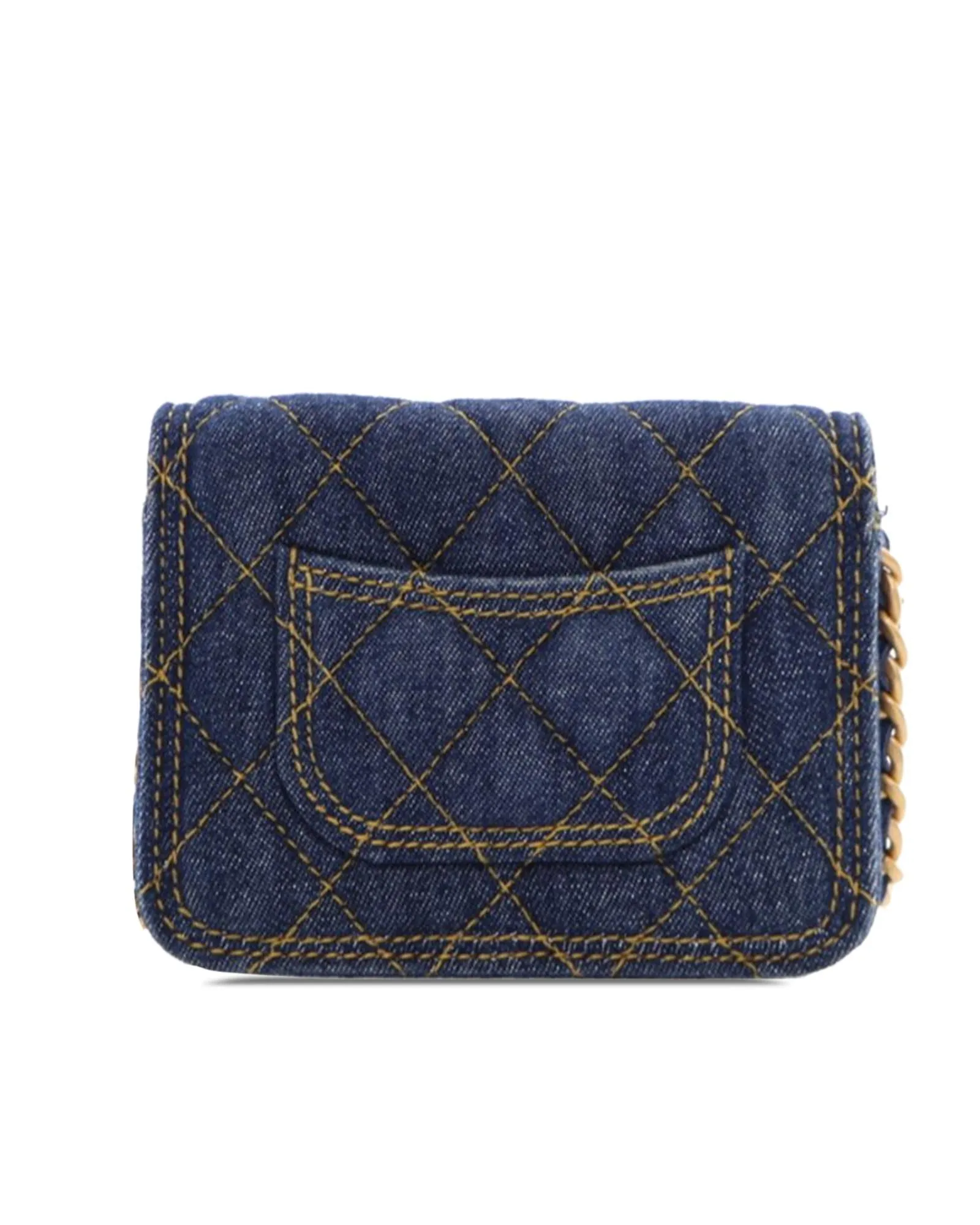 Quilted Denim Card Holder with Chain Strap