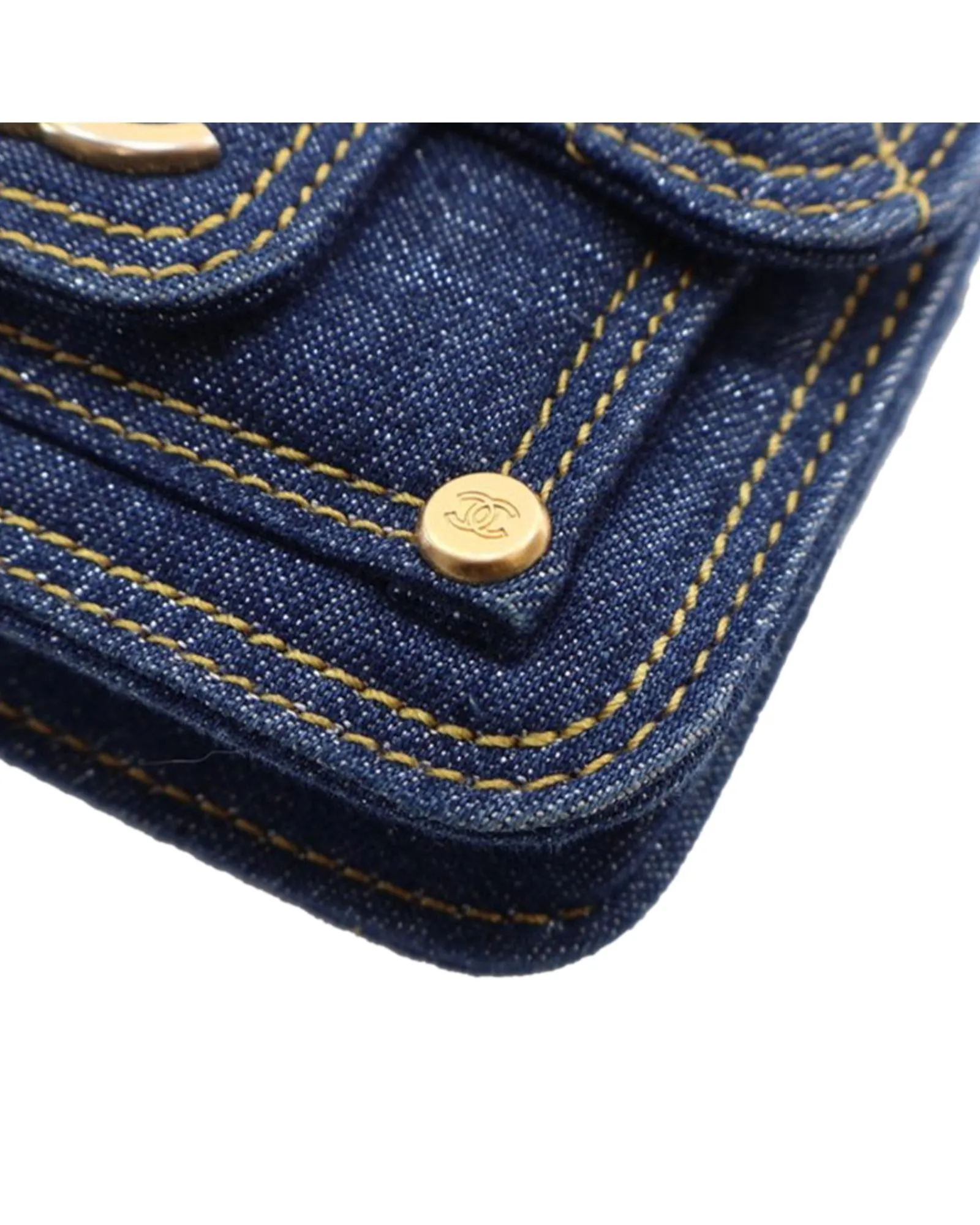 Quilted Denim Card Holder with Chain Strap